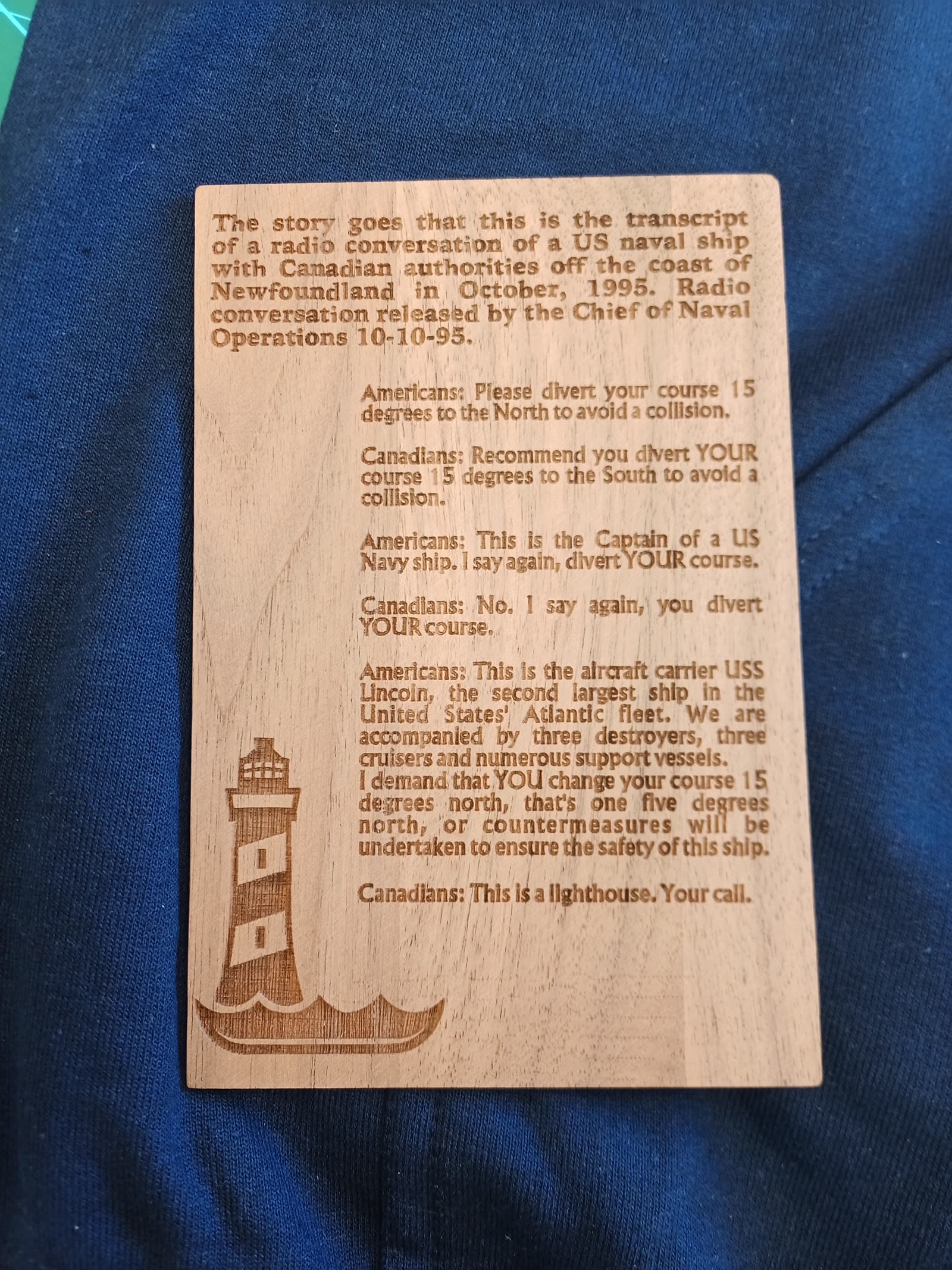 Laser-engraved wood card made in our shop