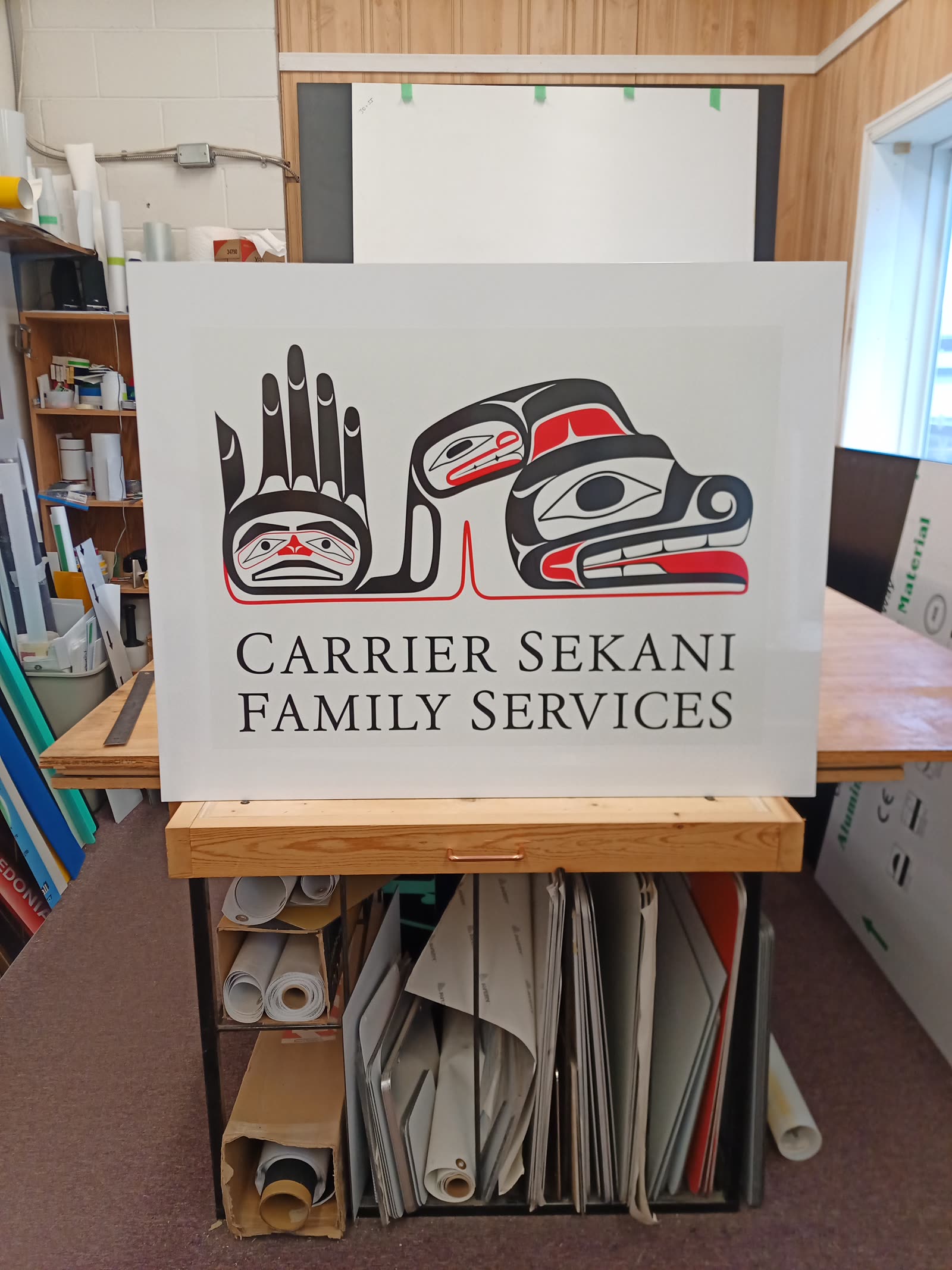 Aluminum panel sign for Carrier Sekani Family Services